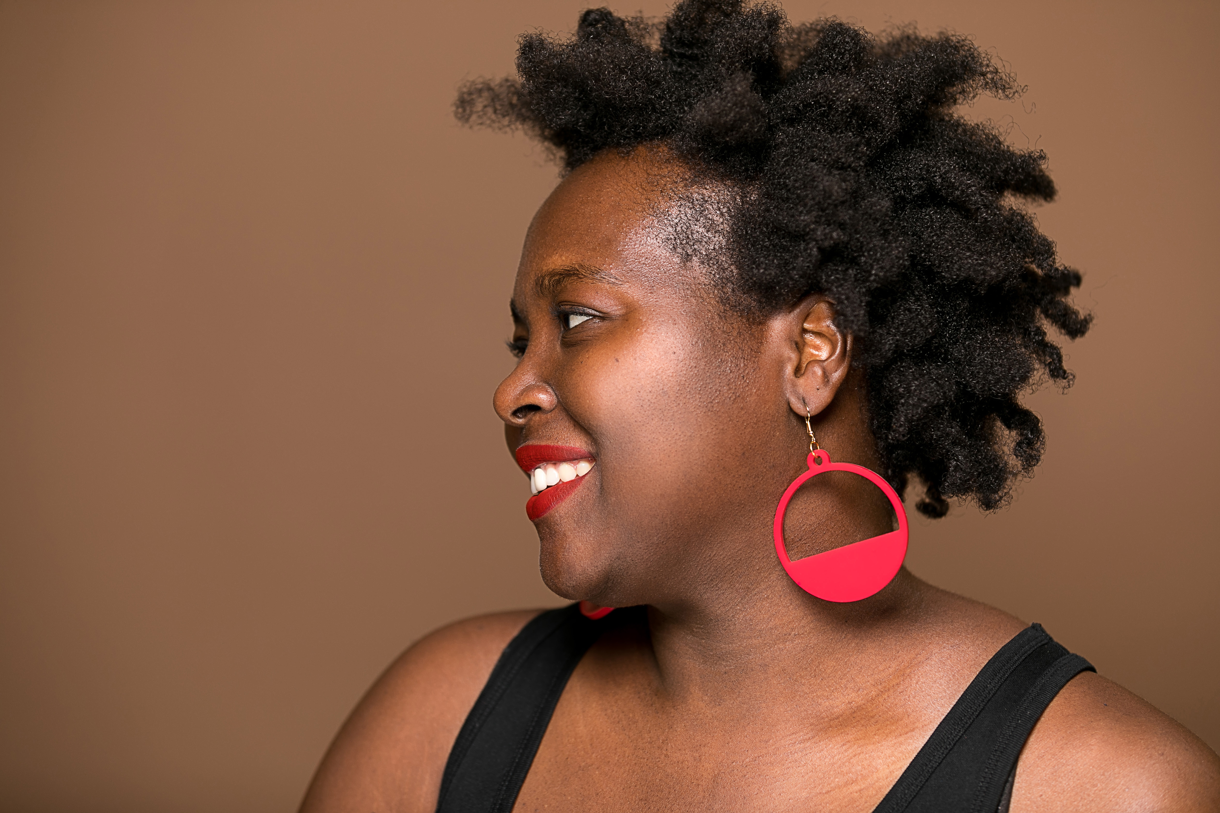 Model wearing earrings