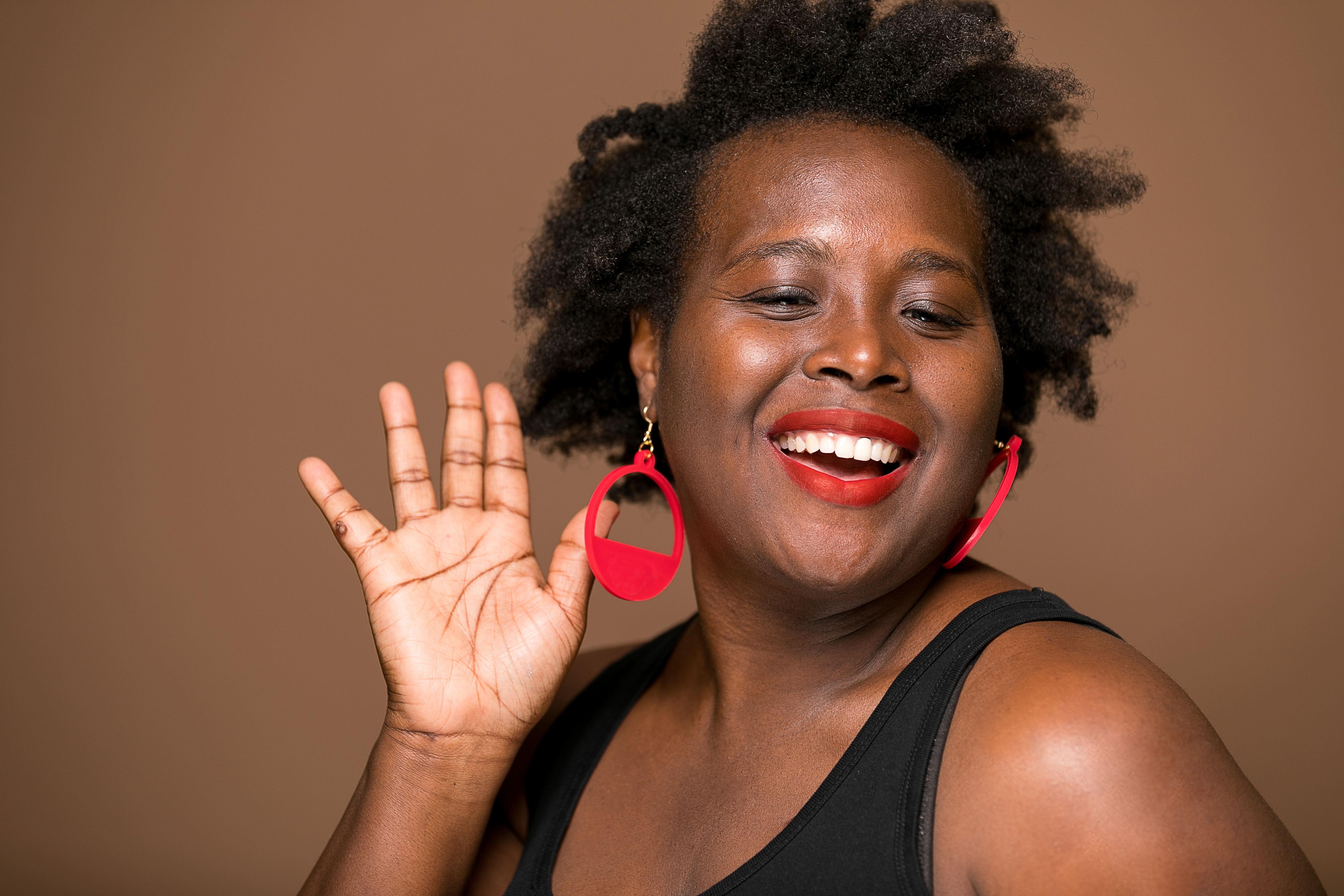 Model wearing earrings