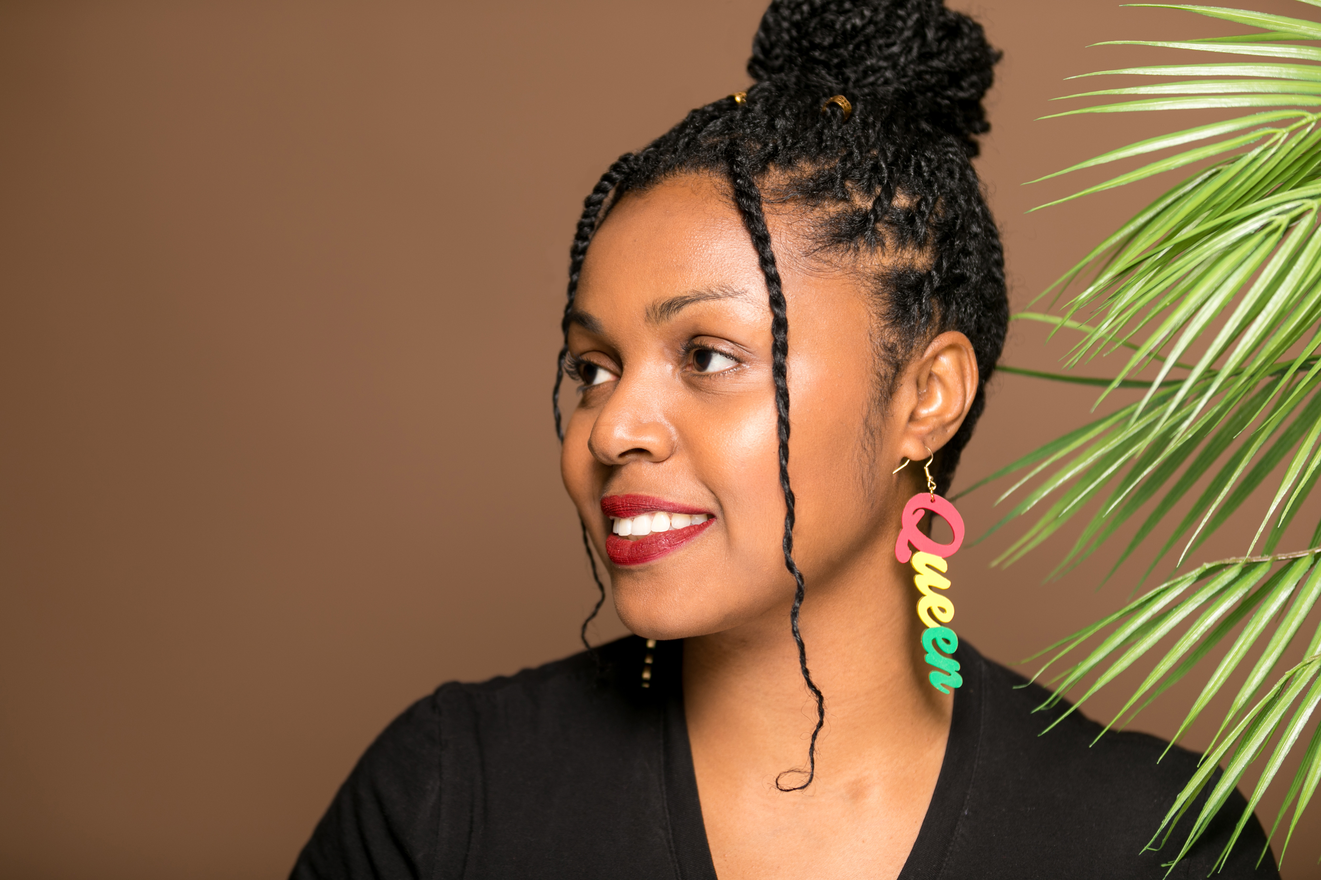 Model wearing earrings