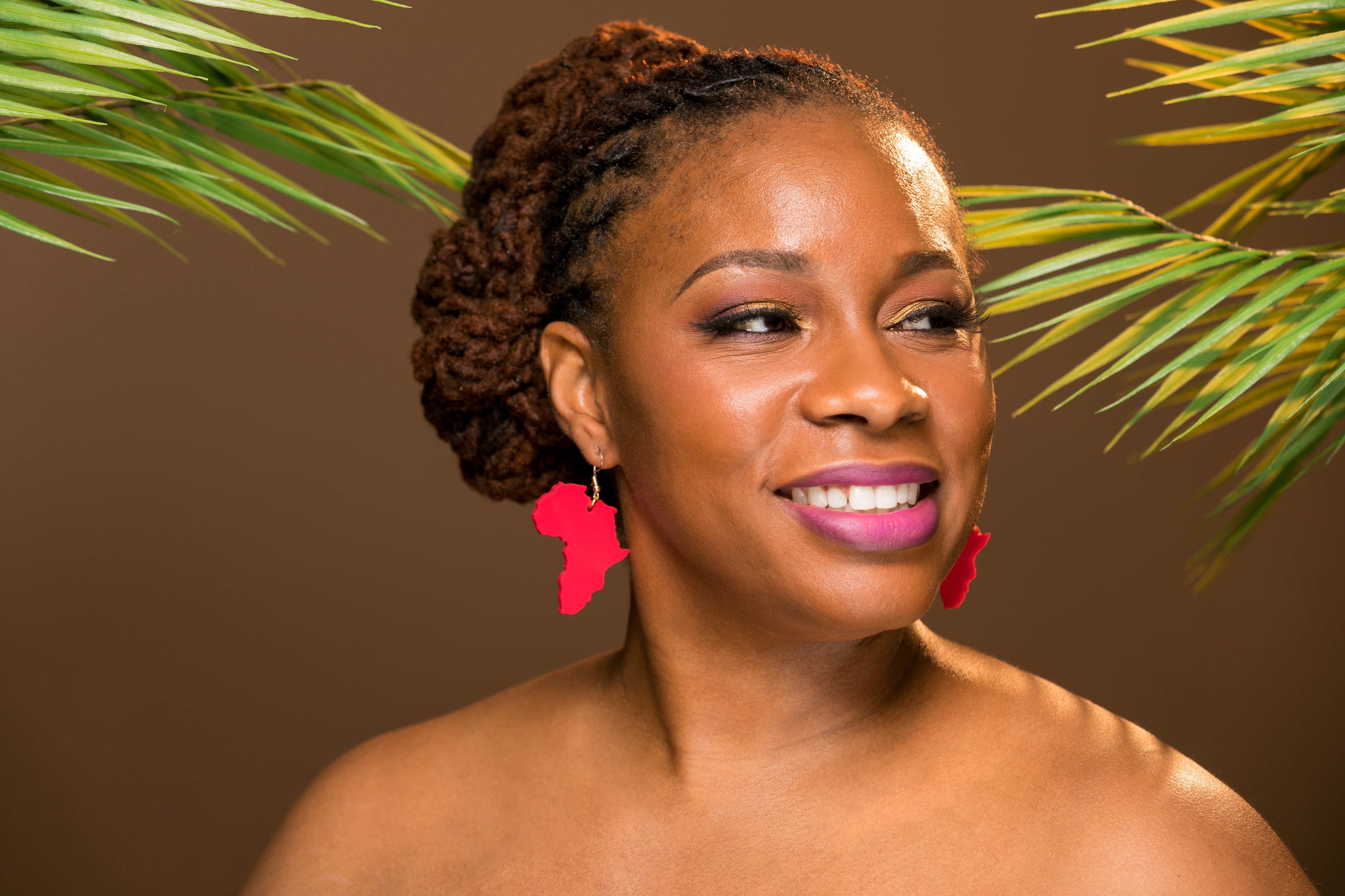 Model wearing earrings