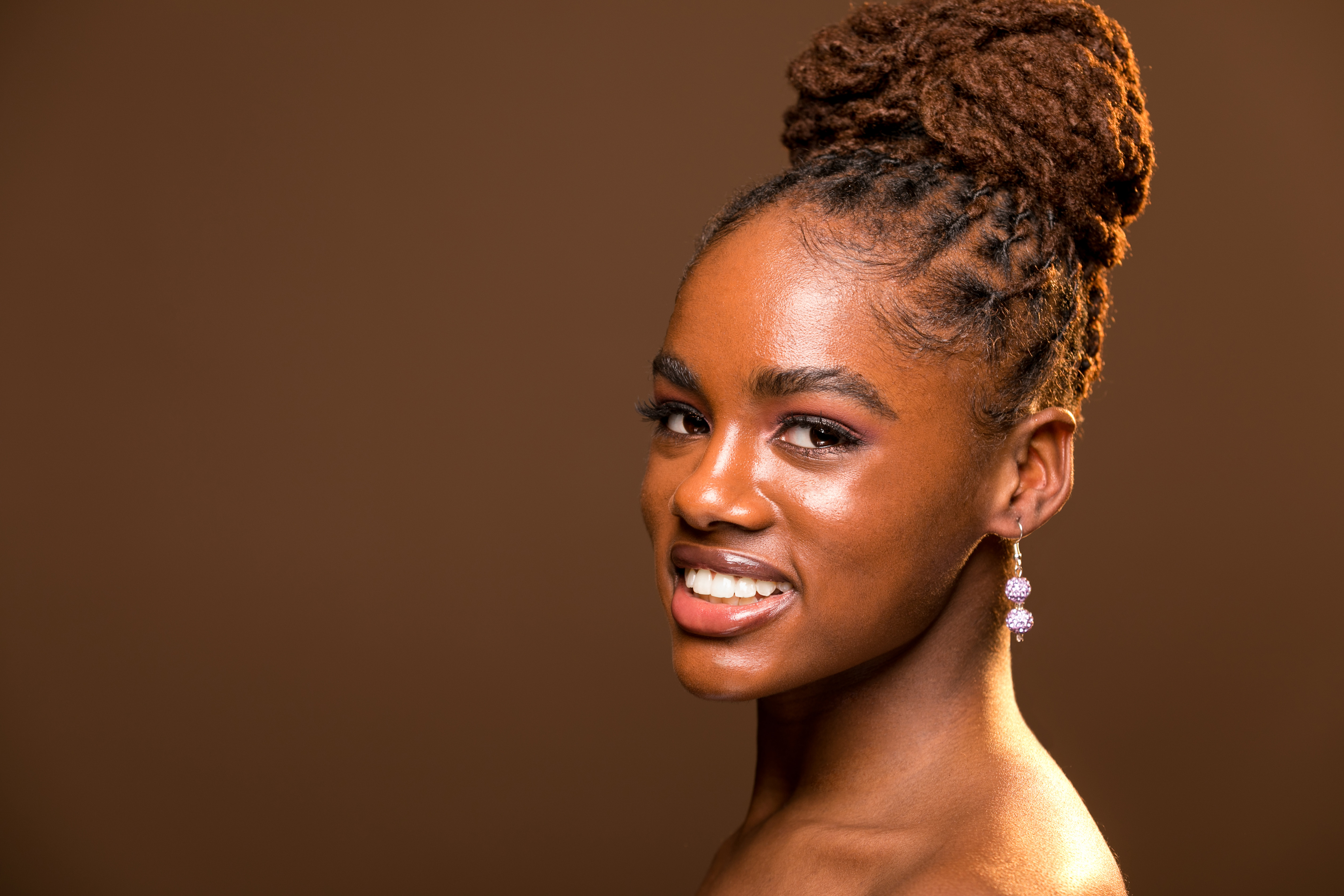 Model wearing earrings