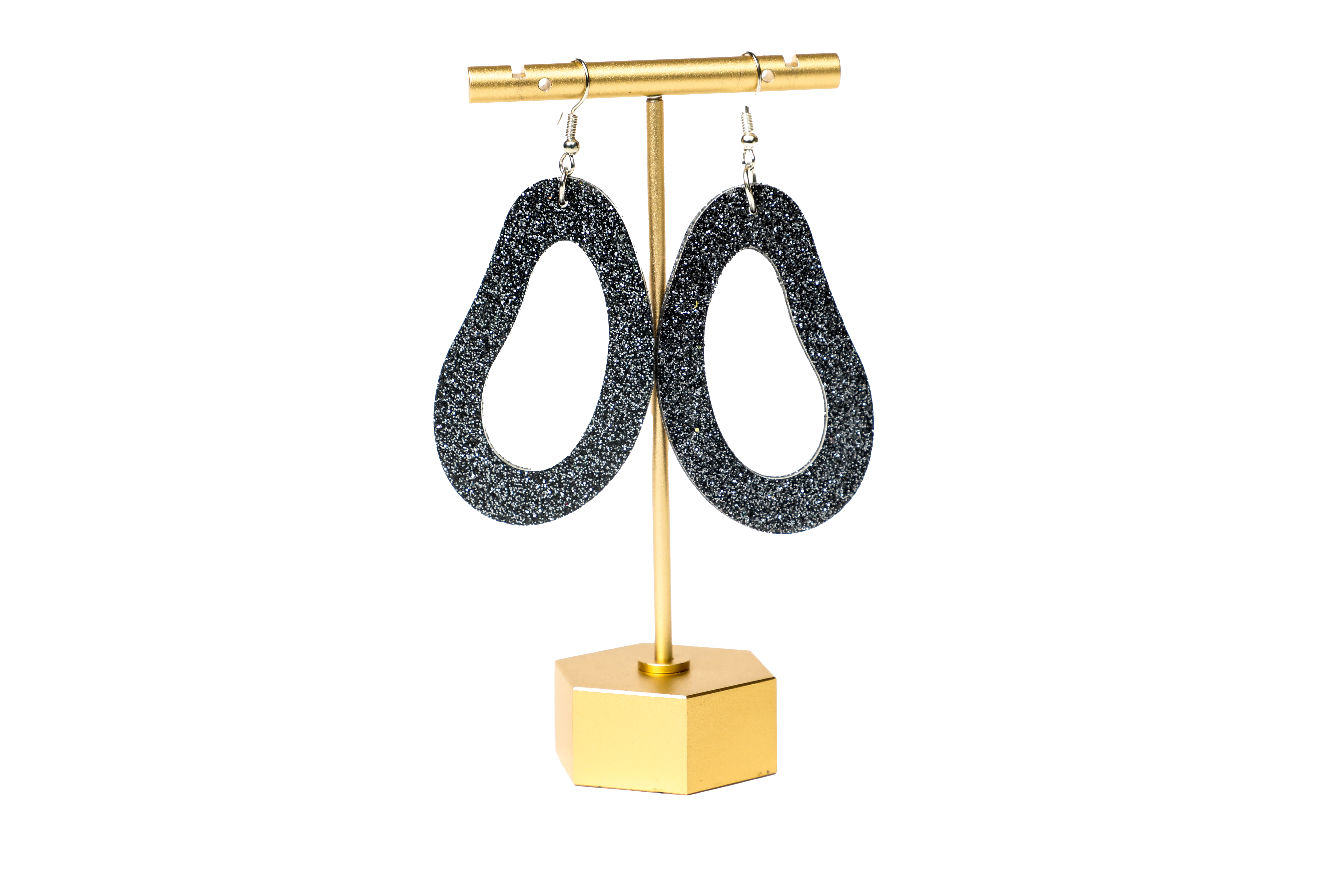 Black Sparkle Hoops